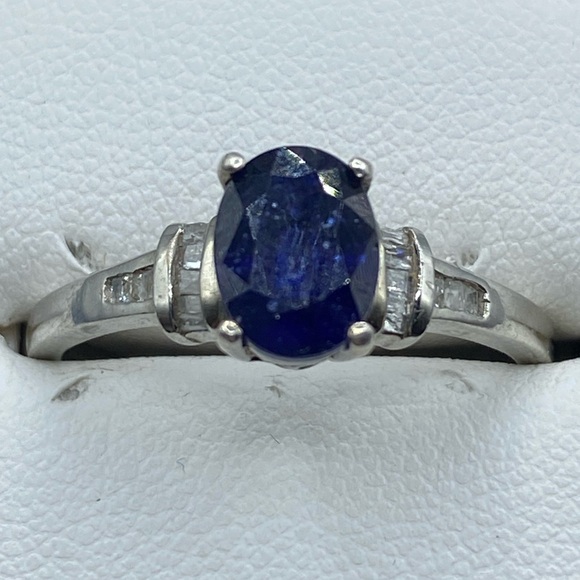 Sterling Silver Sapphire & Diamond Ring